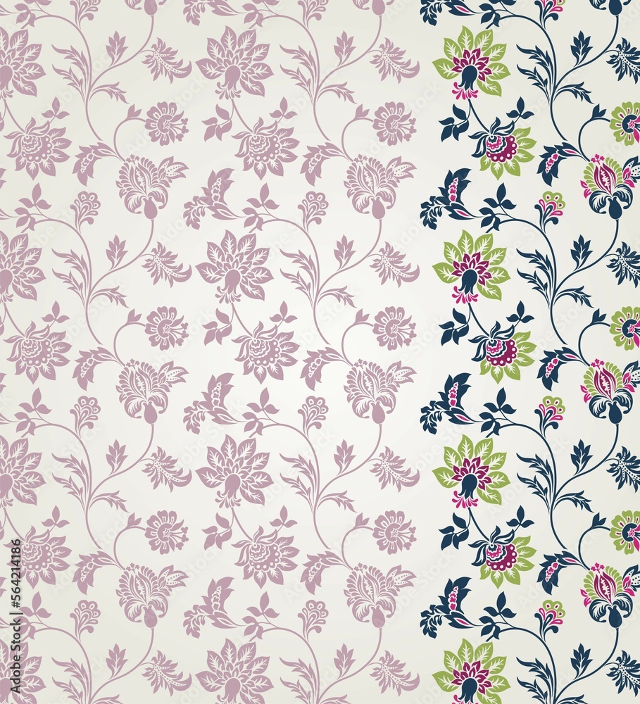 wedding card design, traditional paisley floral pattern , royal India	