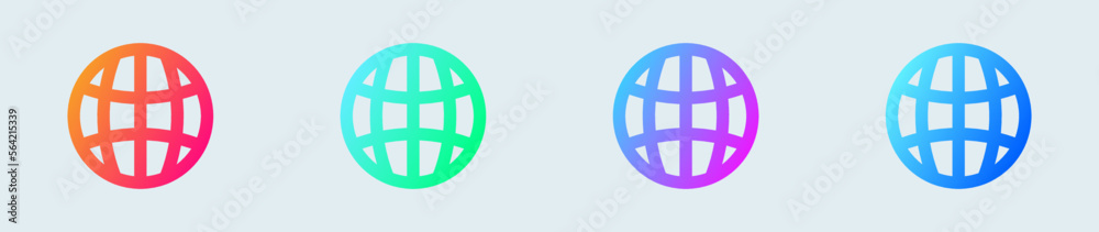 Globe line icon in gradient colors. Web signs vector illustration Globe line icon in gradient colors. Web signs vector illustration
