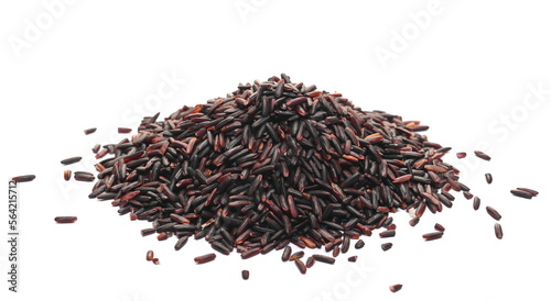  Black rice uncooked isolated on white background, side view
