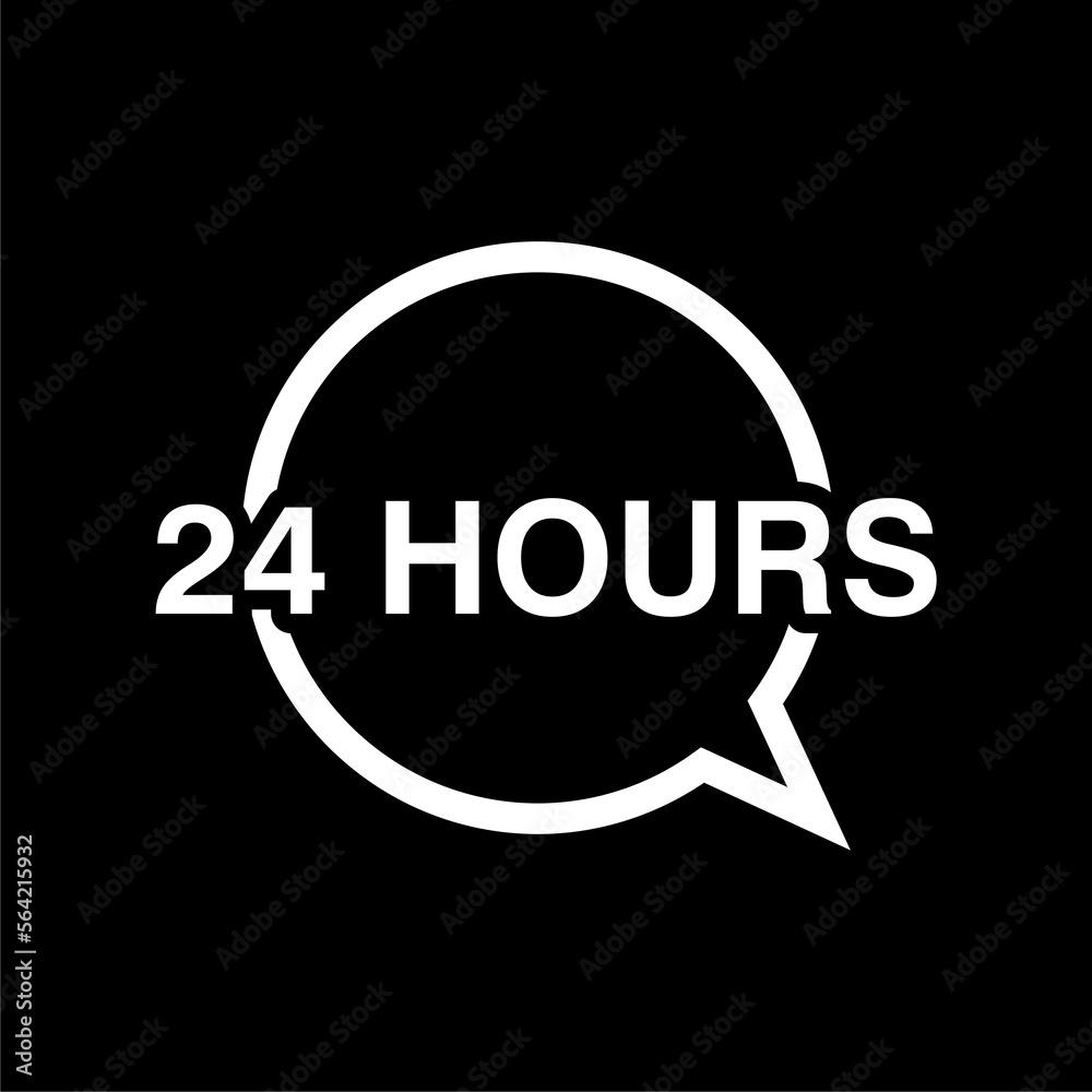 Clock 24 hours icon isolated on black background. Clock 24 hours icon isolated on black background.