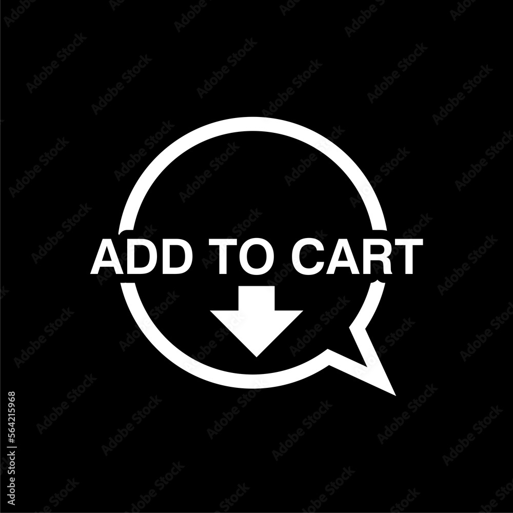 Add to cart speech icon isolated on black background. Add to cart speech icon isolated on black background.