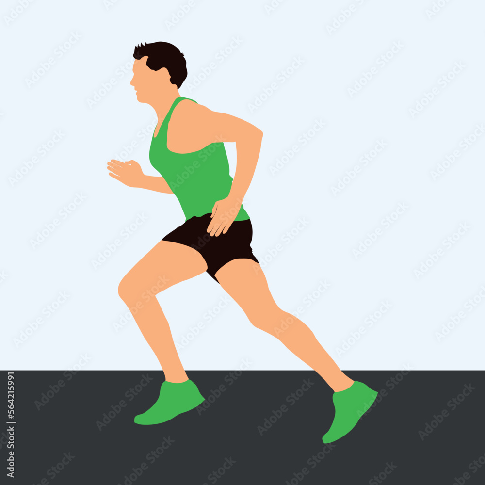 Man running jogging flat vector illustration Man running jogging flat vector illustration