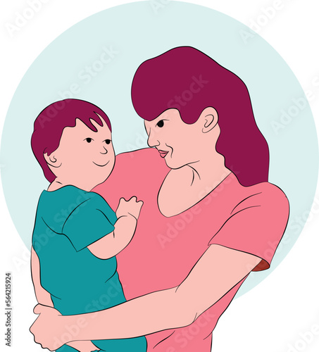 Mother and baby cute flat illustration