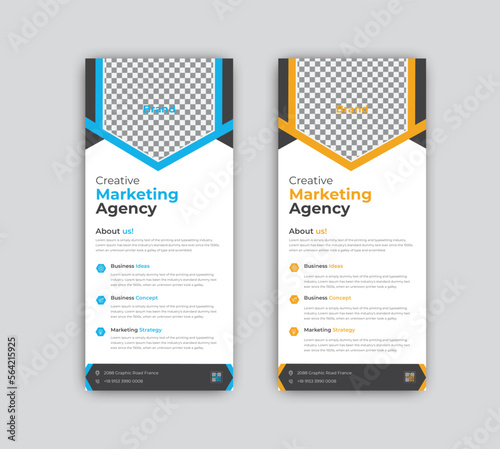 Vector digital marketing modern rack card and dl flyer or roll up banner.