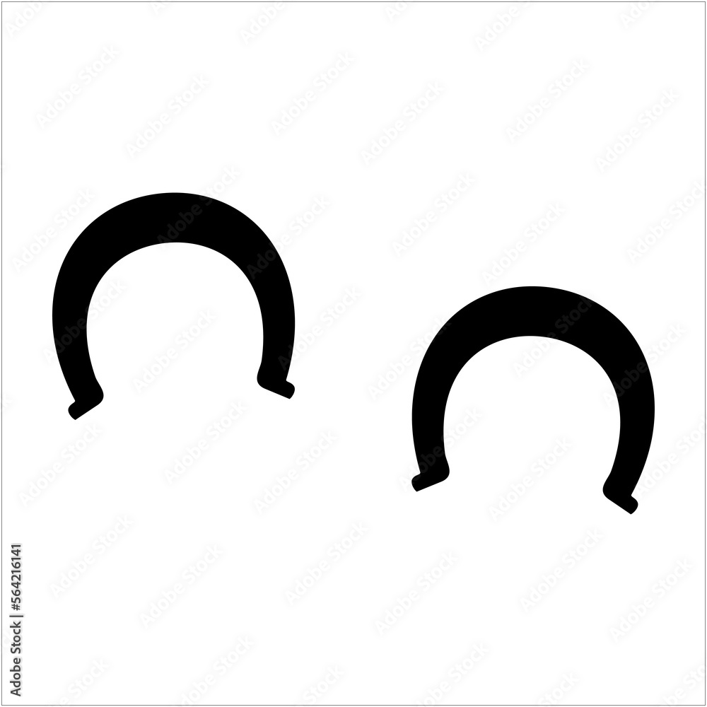 Horse shoes print. A pair of horse shoes. Black and white isolated in