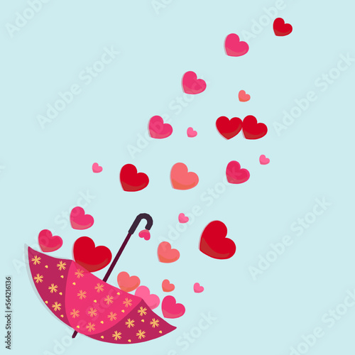 Rain Pouring Love - Pile of Heart in Umbrella