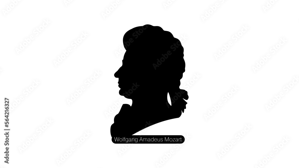 Wolfgang Amadeus Mozart silhouette - obrazy, fototapety, plakaty 