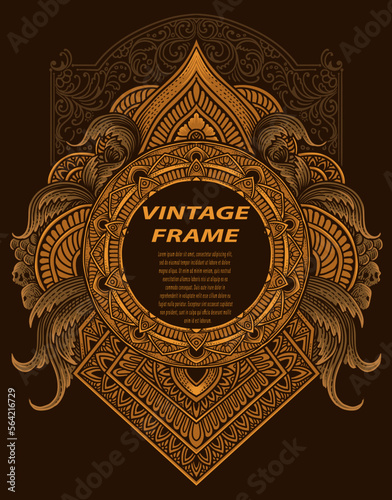 Isolated frames in baroque antique style. engraving ornament frames.