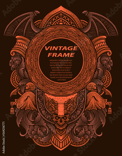 Isolated frames in baroque antique style. engraving ornament frames.