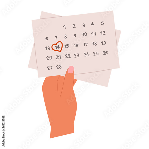 Hand holding calendar 14 february