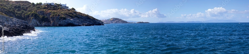  view of the city of Kusadasi on the shore of the Aegean sea during the day in Turkey, Panarama