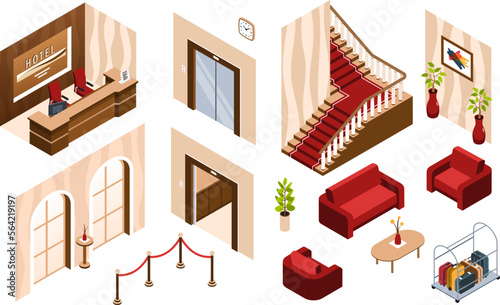 Hotel Lobby Interior Set