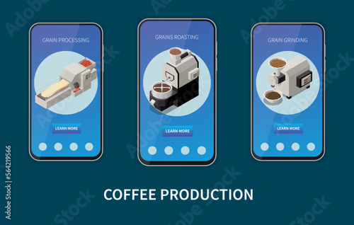 Coffee Production Isometric Mobile App