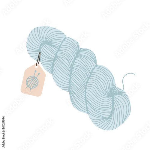 Hank yarn for knitting or crochet.  Female hobby. Hand drawn vector illustration of knitting supplies, hobby items, leisure time concept