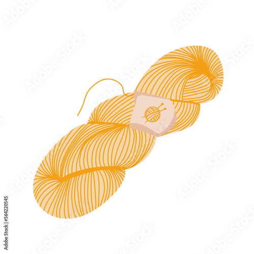 Hank yarn for knitting or crochet.  Female hobby. Hand drawn vector illustration of knitting supplies, hobby items, leisure time concept