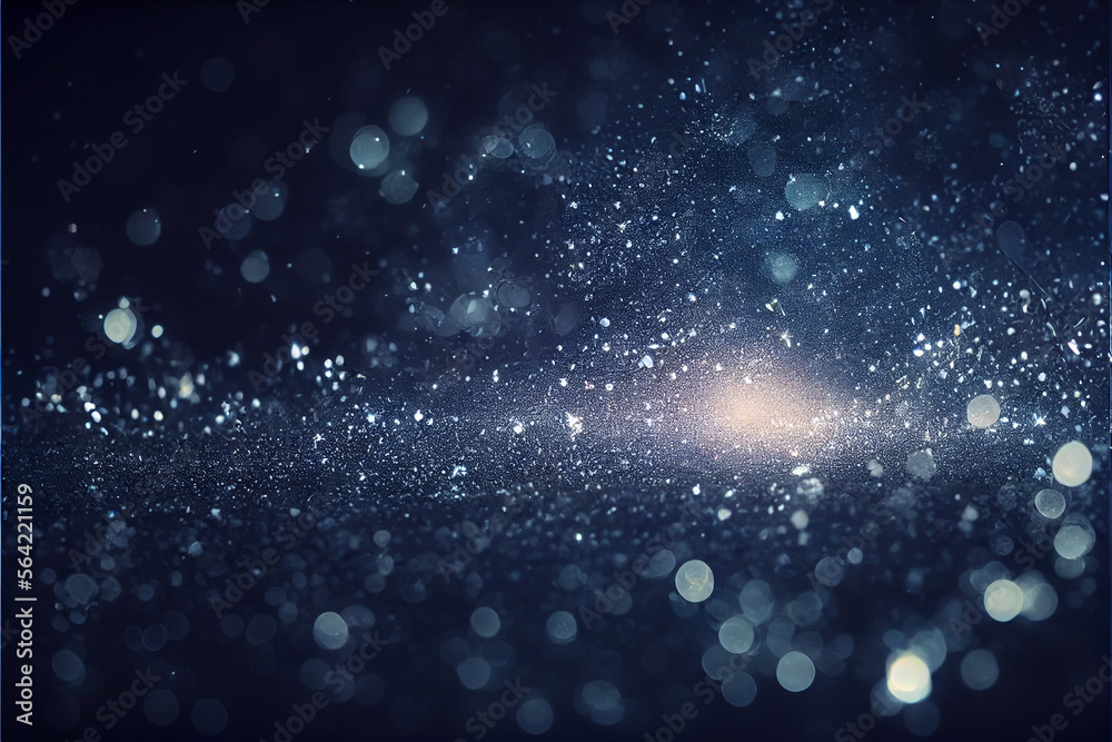 Glowing sparkles on a navy blue winter blizzard background Glowing sparkles on a navy blue winter blizzard background