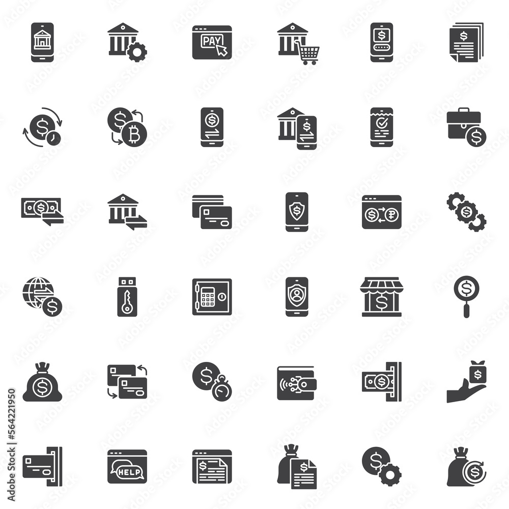 Online banking vector icons set Online banking vector icons set