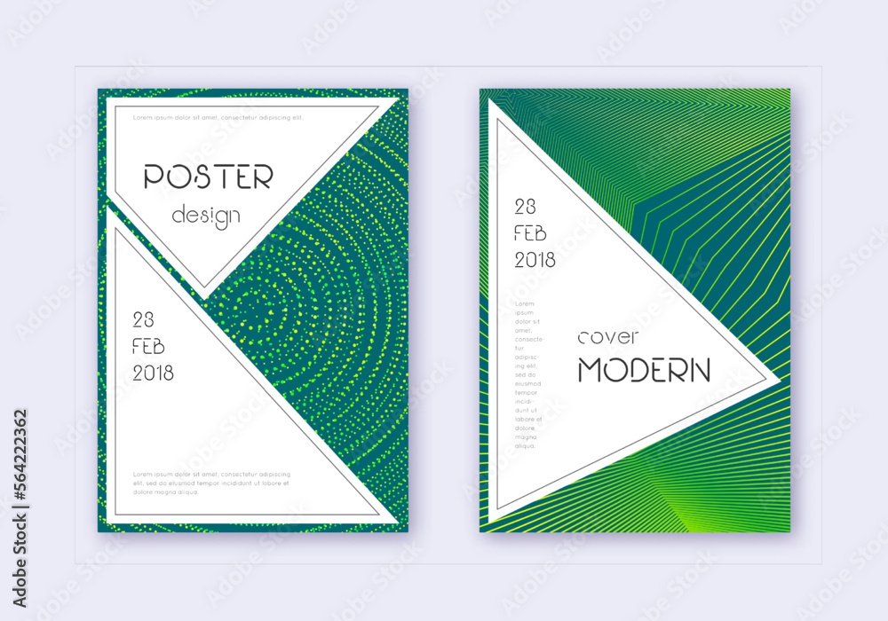 Fototapeta premium Stylish cover design template set. Green abstract