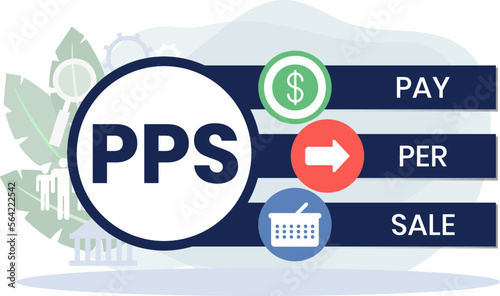 PPS - Pay Per Sale acronym. business concept background. vector illustration concept with keywords and icons. lettering illustration with icons for web banner, flyer, landing page