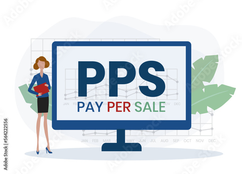 PPS - Pay Per Sale acronym. business concept background. vector illustration concept with keywords and icons. lettering illustration with icons for web banner, flyer, landing page