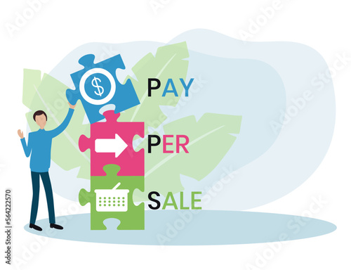 PPS - Pay Per Sale acronym. business concept background. vector illustration concept with keywords and icons. lettering illustration with icons for web banner, flyer, landing page