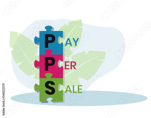 PPS - Pay Per Sale acronym. business concept background. vector illustration concept with keywords and icons. lettering illustration with icons for web banner, flyer, landing page