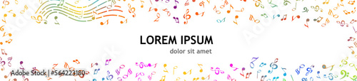 music notes horizontal frame background. Vector illustration