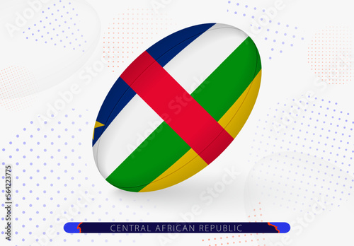 Rugby ball with the flag of Central African Republic on it. Equipment for rugby team of Central African Republic.