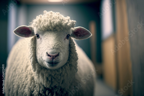 Sheep, ai generative illustration.