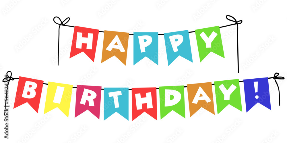 Happy Birthday Banner. A stretch of happy birthday flags on a string