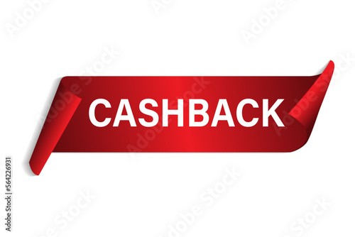 The refund is a red vector ribbon highlighted on a white background. Cashback service concept. Money refund. Getting cashback