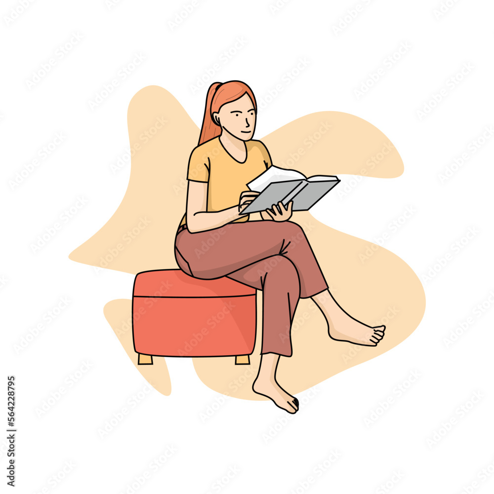girl sitting on a chair with a book