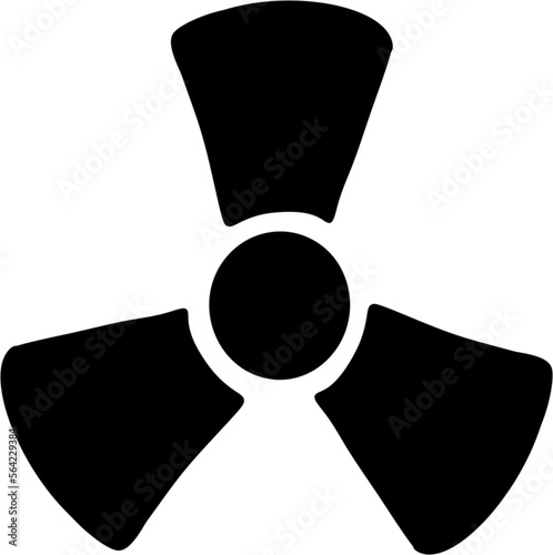 Vector drawing of the radiation symbol. Painted black, flat, on white background, isolated. Radioactive hazard. About nuclear energy.
