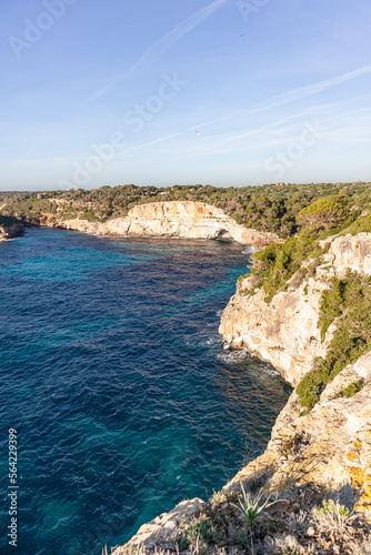 Beaches, cliffs and coves in Majorca, Spain. Mediterranean Sea.