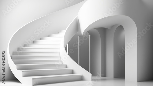Fototapeta Naklejka Na Ścianę i Meble -  Abstract architecture background. Modern white interior disign. 3d illustration generative AI.