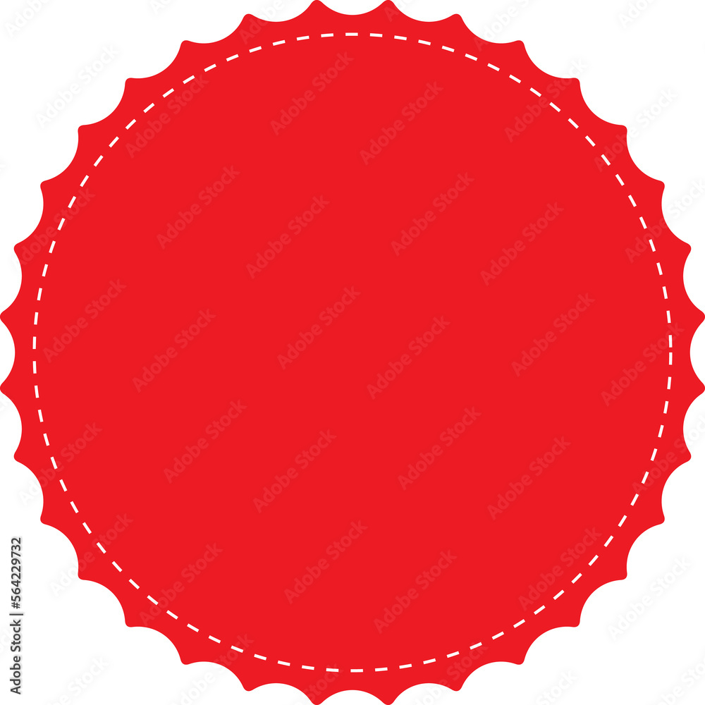 Red Scallop Round Frame With White Dash Line Circle Badge Label red-scallop-round-frame-with-white-dash-line-circle-badge-label