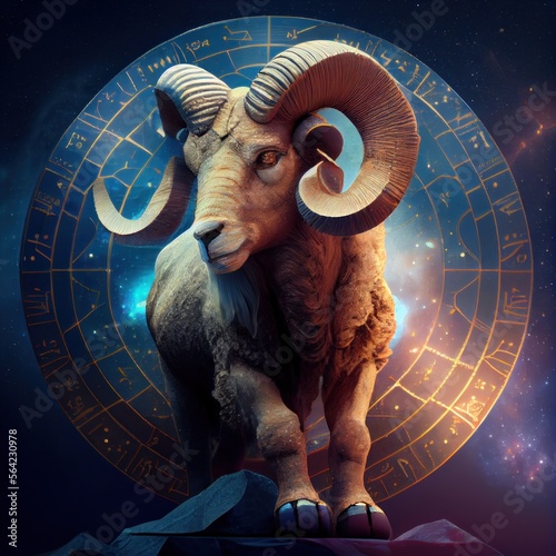 Aries magical zodiac sign, astrology, Generative AI photo
