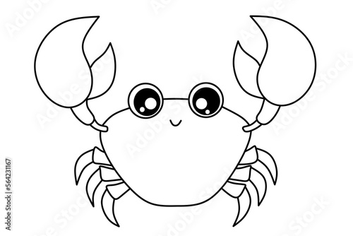 cartoon crab outline image for coloring book