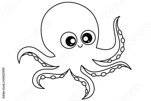 octopus cartoon outline image for coloring book