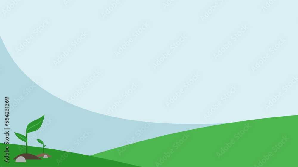 Obraz premium meadow landscape template background with flat design