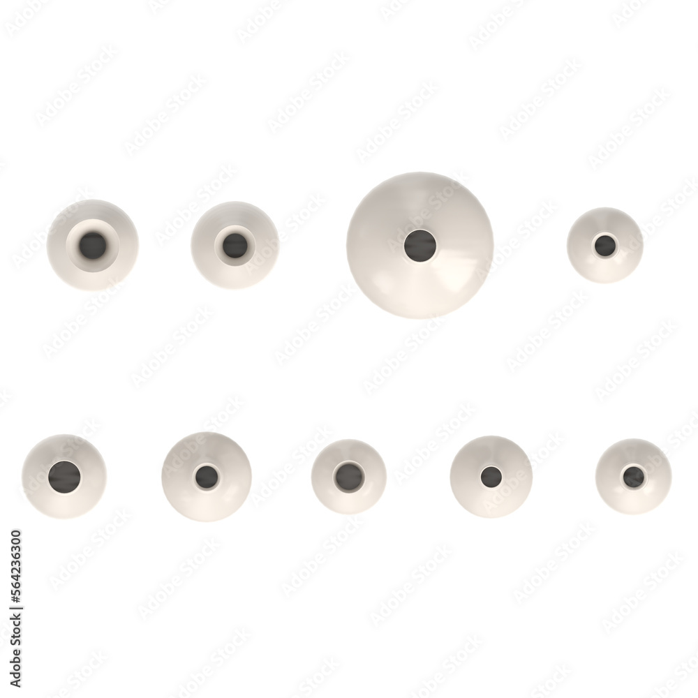 3D rendering illustration of some ceramic ampoule vases