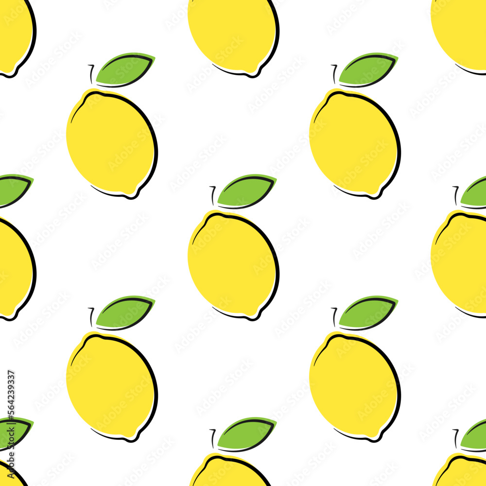 Lemons vector seamless pattern. Doodle elements on white background. Best for textile, wallpapers, home decoration, wrapping paper, package and web design. Lemons vector seamless pattern. Doodle elements on white background. Best for textile, wallpapers, home decoration, wrapping paper, package and web design.