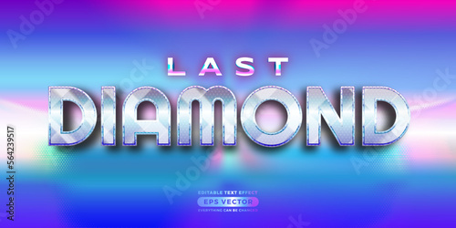 Last diamond editable text style effect in retro look design with experimental background ideal for poster, flyer, logo, social media post and banner template promotion