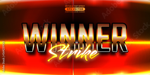 Winner strike editable text style effect in retro look design with experimental background ideal for poster, flyer, logo, social media post and banner template promotion