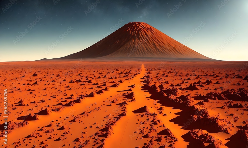 Olympus Mons volcano on the planet Mars the highest point on the planet ...
