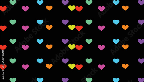 multi colors heart seamless pattern background, neon color rainbow vector background