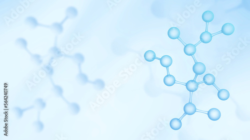 Concept realistic molecules background. Science illustration of a cream molecule. Hyaluronic acid skin solutions advertising, collagen serum drop with cosmetic advertising background. 3d rendering.