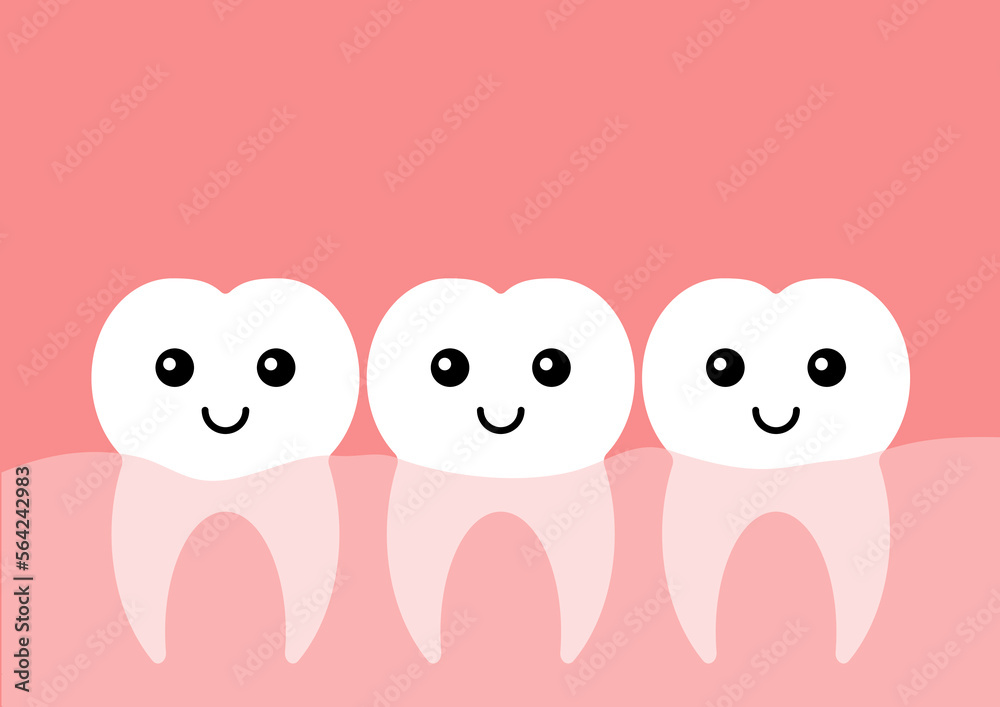 Teeth with cute muzzles, vector. White teeth with cute smiling faces on a pink background. Dentistry. Teeth with cute muzzles, vector. White teeth with cute smiling faces on a pink background. Dentistry.