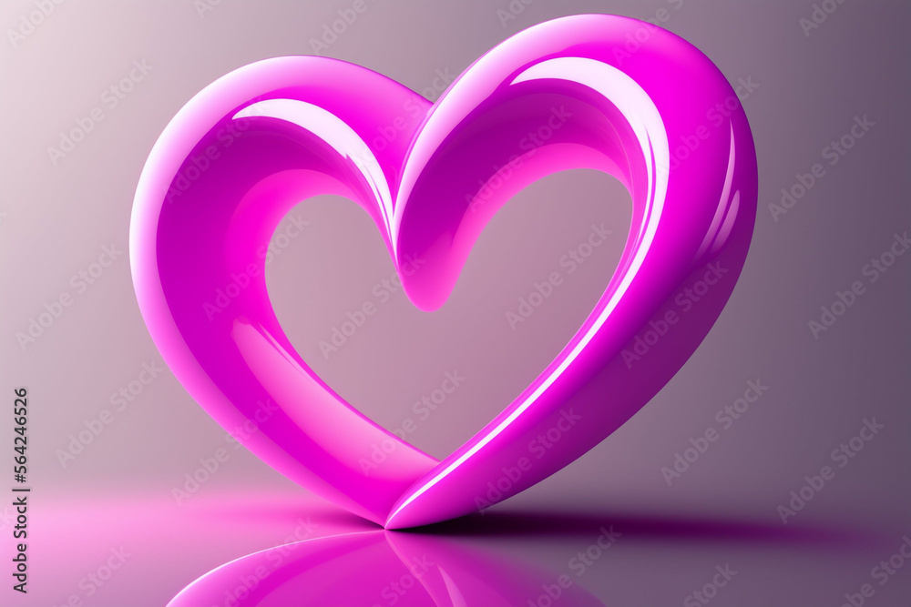 a pink heart embossed in three-dimensional space with neon light