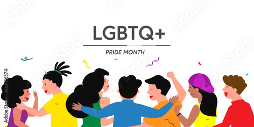 Pride Festival concept  the group of people prepares a pride festival event together  the Pride Festival celebration with huge LGBTQ  love to be together